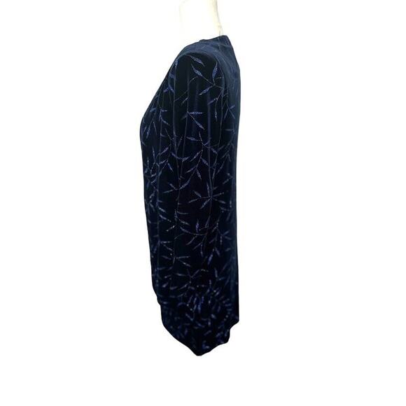 Teddi Evening Vintage Dress Long Sleeve Velvet Stretchy Glitter Print Short 90's - Picture 4 of 6